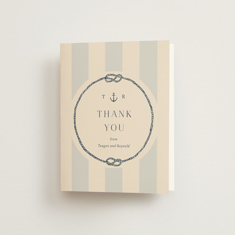 "nautical nuptials" - Folded Wedding Thank You Cards in Sea Breeze by Rebecca Durflinger - Front