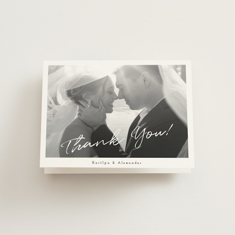 "Photograph Scribble" - Folded Wedding Thank You Cards in Cloud by Adelyn T. - Front