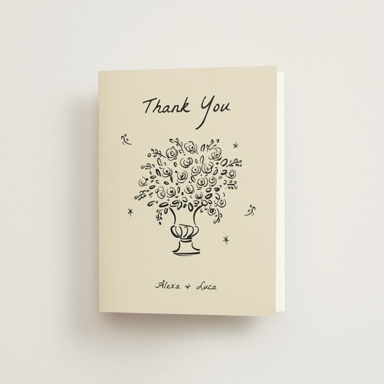 "Roses" - Folded Wedding Thank You Cards in Vanilla by Ani Somi - Front