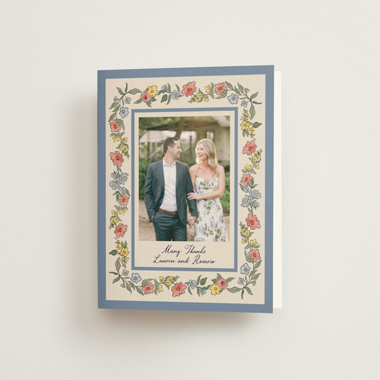 "A wedding in Low Country" - Folded Wedding Thank You Cards in Cornflower by Chris Griffith - Front