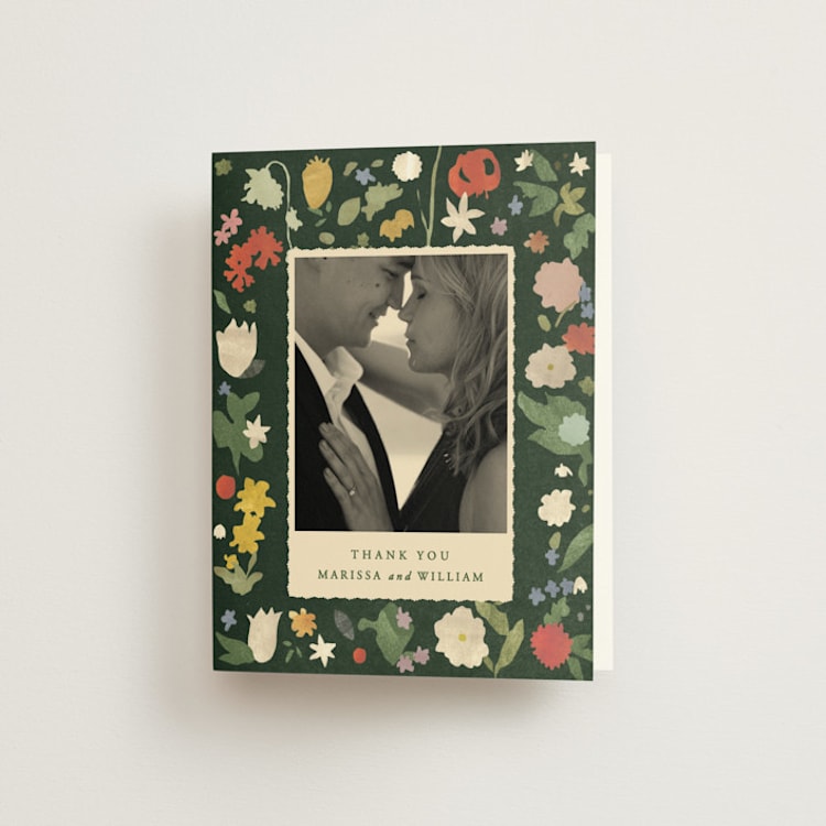 "all the flowers of the world" - Folded Wedding Thank You Cards in Garden by Sumak Studio - Front