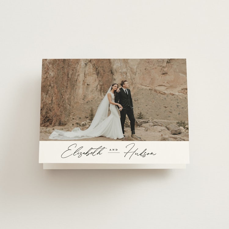 "Macaron" - Folded Wedding Thank You Cards in Snow by Nicoletta Savod - Front