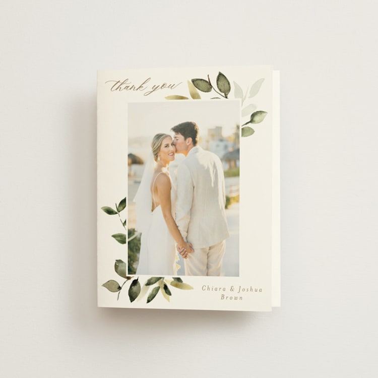 "Lovely" - Folded Wedding Thank You Cards in Moss by Petra Kern - Front