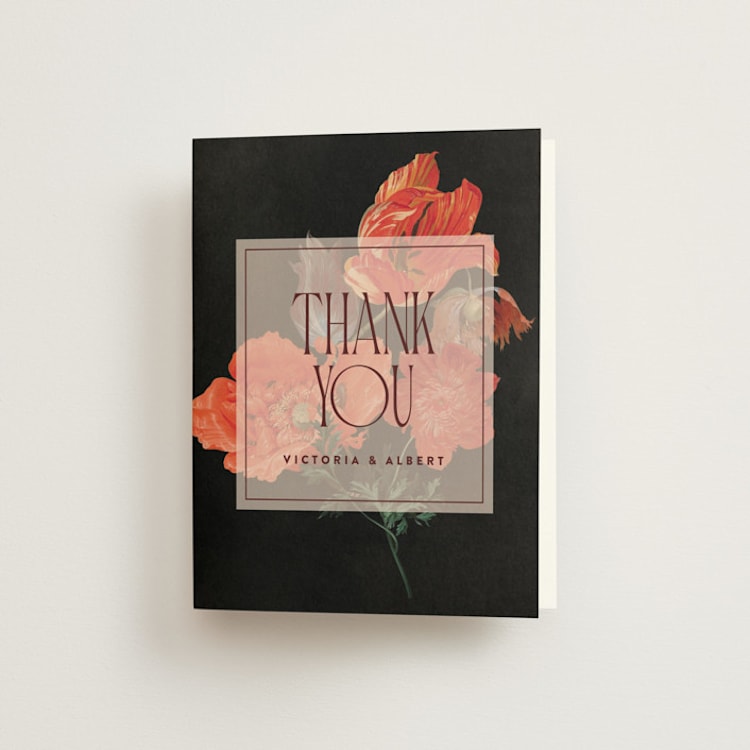"Museum" - Folded Wedding Thank You Cards in Burgundy by Nazia Hyder - Front