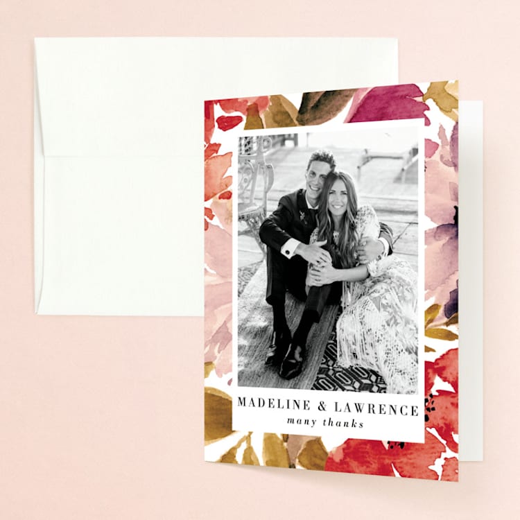 "Autumn Vows" - Folded Wedding Thank You Cards in Burnt Orange by Chris Griffith - Front