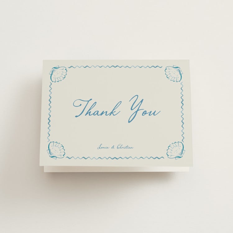 "Puglia" - Folded Wedding Thank You Cards in Ocean by Pati Cascino - Front