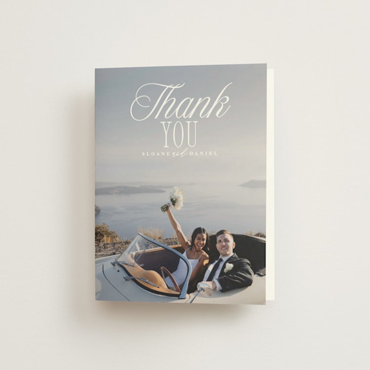 "His & Hers" - Folded Wedding Thank You Cards in Porcelain by Maria Alou - Front