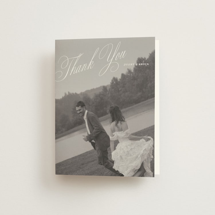 "Enamored" - Folded Wedding Thank You Cards in Pearl by Pixel and Hank - Front