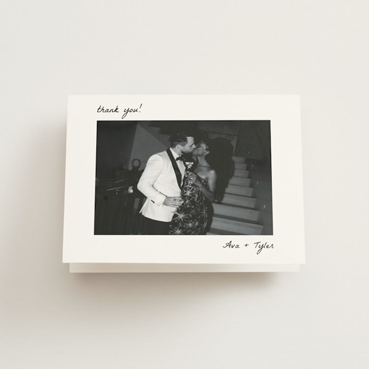 "Polaroid" - Folded Wedding Thank You Cards in Snow by Brittney Jensen - Front