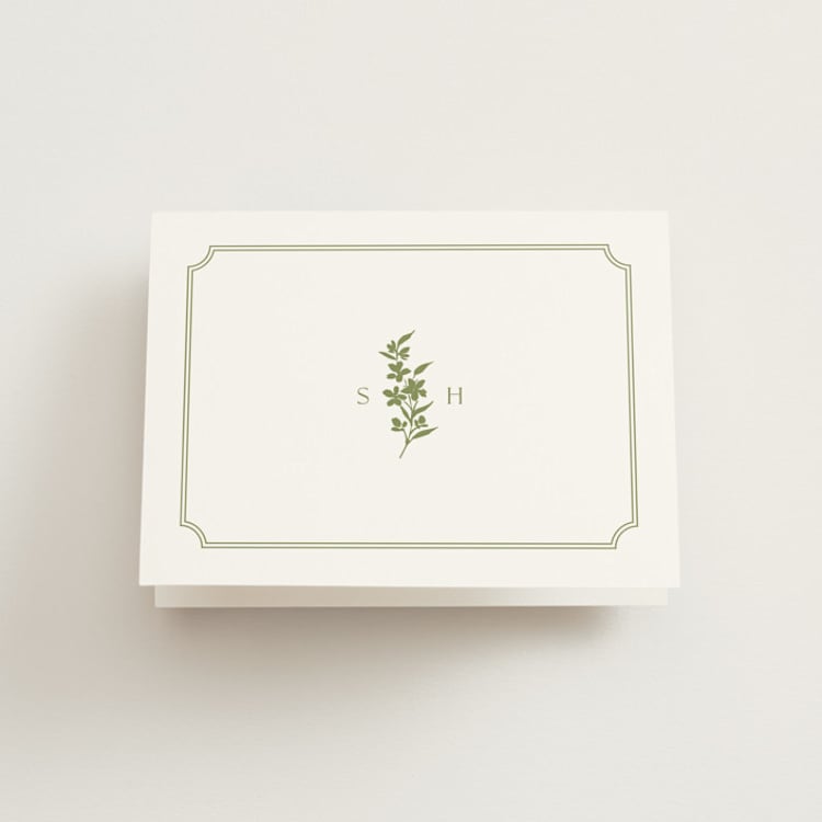 "Simply Elegant" - Folded Wedding Thank You Cards in Pistachio by Yaling Hou Suzuki - Front