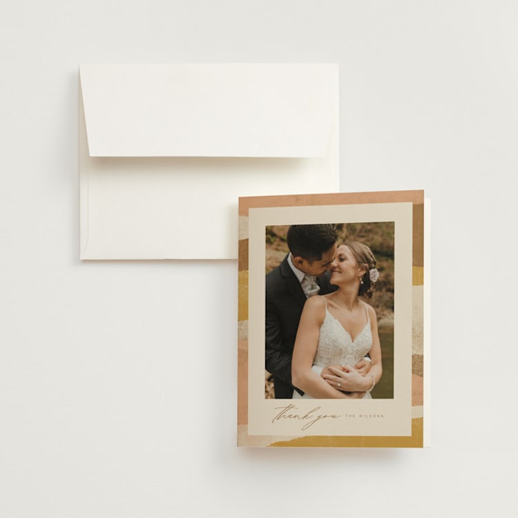 "Rustic Union" - Folded Wedding Thank You Cards in Sunset by Michelle Taylor - Front