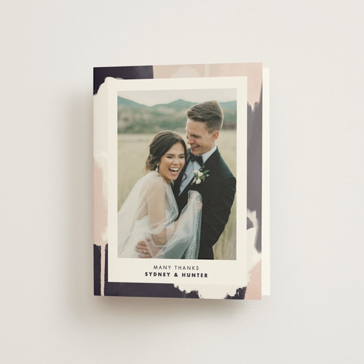 "Artistic Union" - Folded Wedding Thank You Cards in Indigo by Brooke Chandler - Front