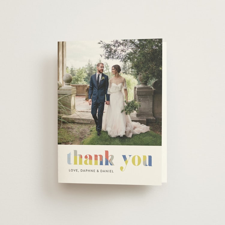 "Modern Muse" - Folded Wedding Thank You Cards in Bright by Rebecca Daublin - Front