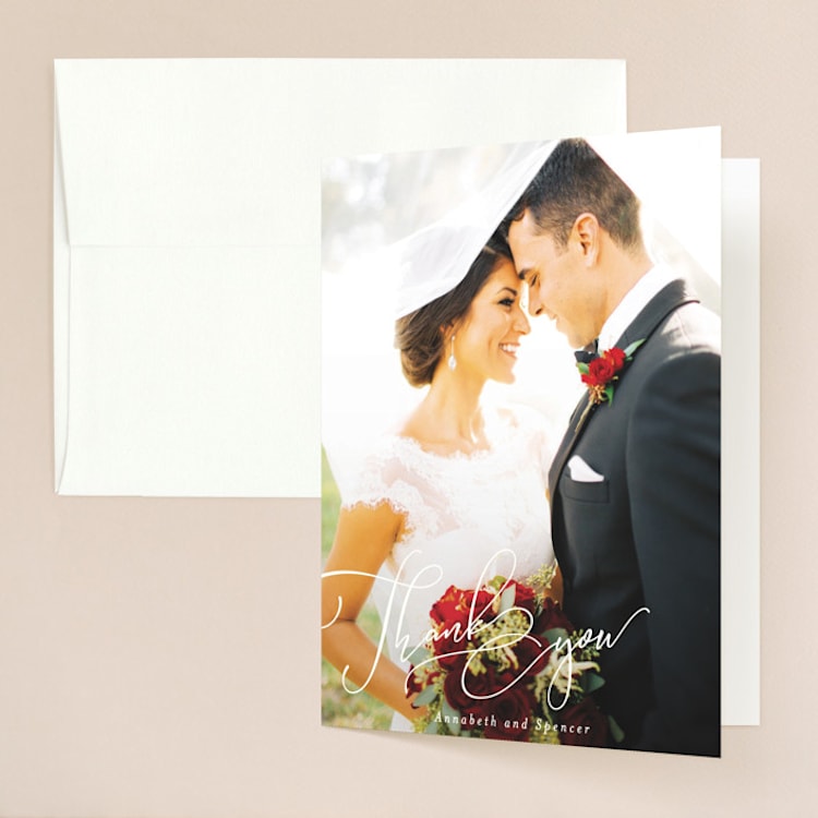 "Heirloom" - Folded Wedding Thank You Cards in Ink by Kimberly Morgan - Front