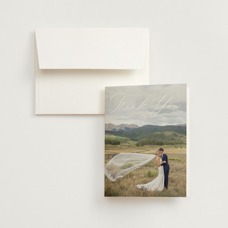 "modern vintage" - Folded Wedding Thank You Cards in Opal by Emily Betts - Front