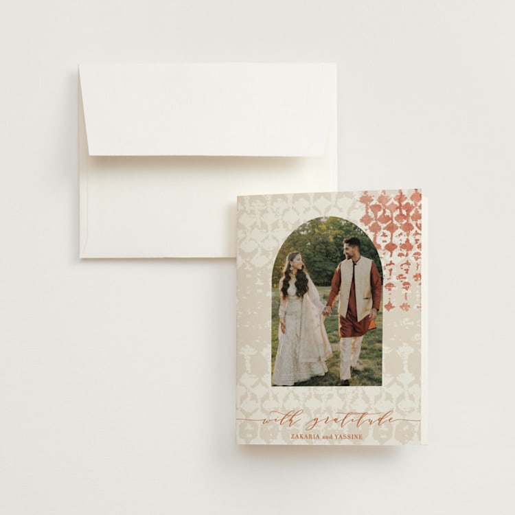 "Moroccan Jewel" - Folded Wedding Thank You Cards in Sepia Sunset by Zhay Smith - Front