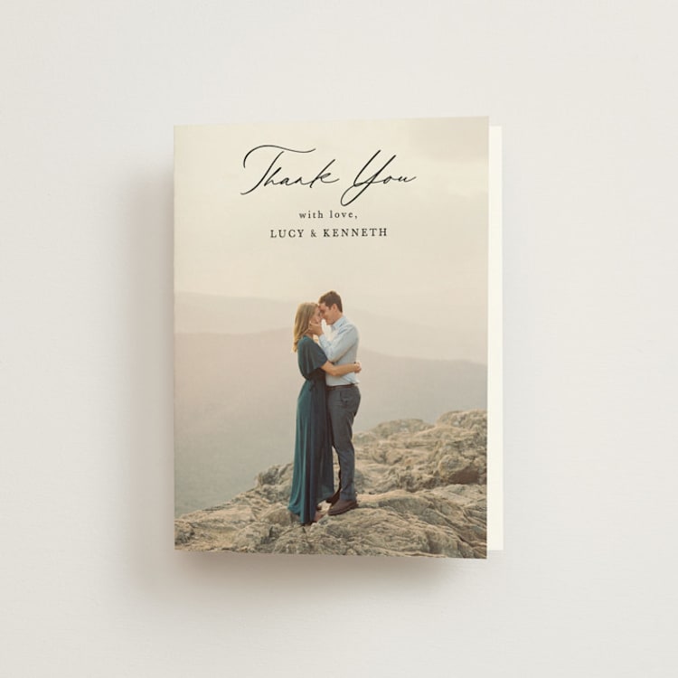 "Mountainview" - Folded Wedding Thank You Cards in Night by Sarah Brown - Front