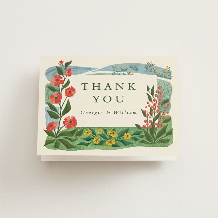 "Farm and Field" - Folded Wedding Thank You Cards in Barn by Paper Sun Studio - Front