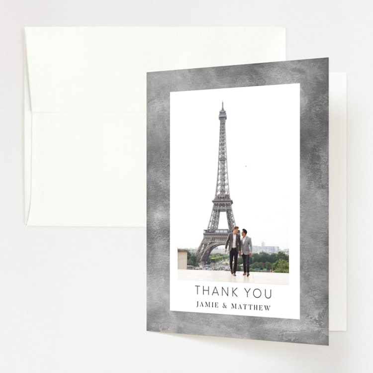 "set in stone" - Folded Wedding Thank You Cards in Granite by raven erebus - Front