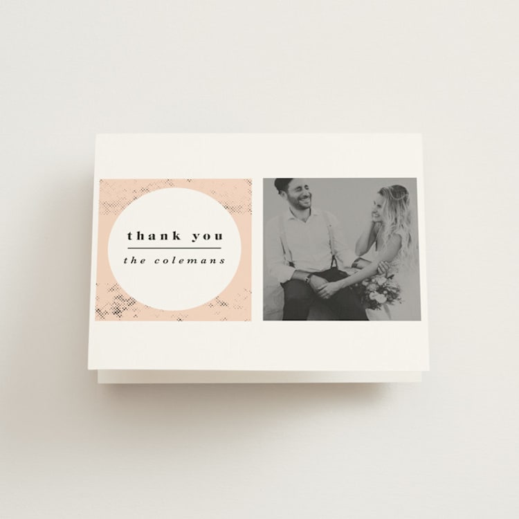 "New York" - Folded Wedding Thank You Cards in Blush by Nazia Hyder - Front