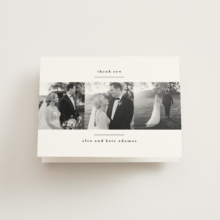 "modern minimalist" - Folded Wedding Thank You Cards in Crisp Snow by Kate Ross - Front