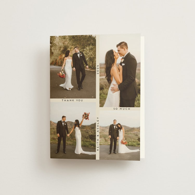"grid" - Folded Wedding Thank You Cards in Ecru by Morgan Kendall - Front