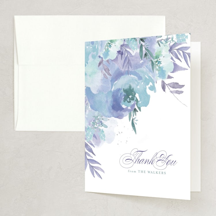 "Big Blooms" - Folded Wedding Thank You Cards in Dew by Grace Kreinbrink - Front