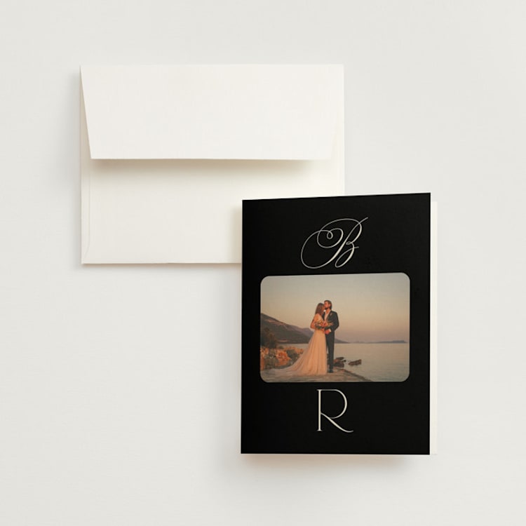 "Refined Beauty" - Folded Wedding Thank You Cards in Cream by Stacey Day - Front