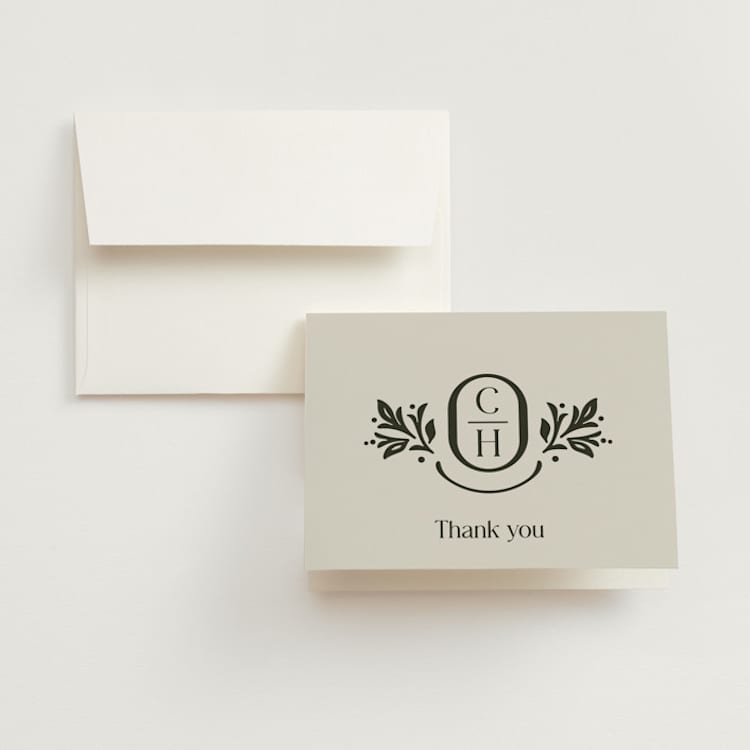 "Litterateur" - Folded Wedding Thank You Cards in Natural by Karen Glenn - Front