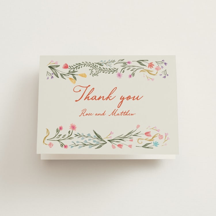"Chantilly" - Folded Wedding Thank You Cards in Sunset by Maja Cunningham - Front