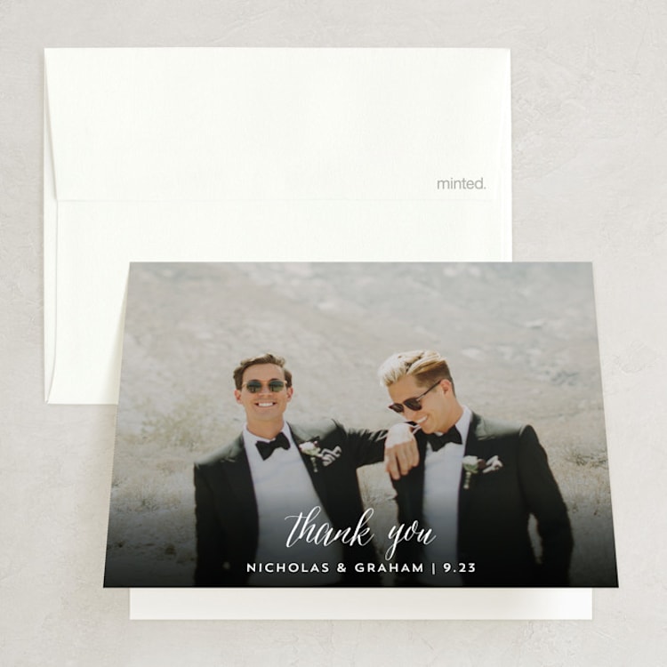 "Cacti" - Folded Wedding Thank You Cards in Rose Crystal by Cass Loh - Front