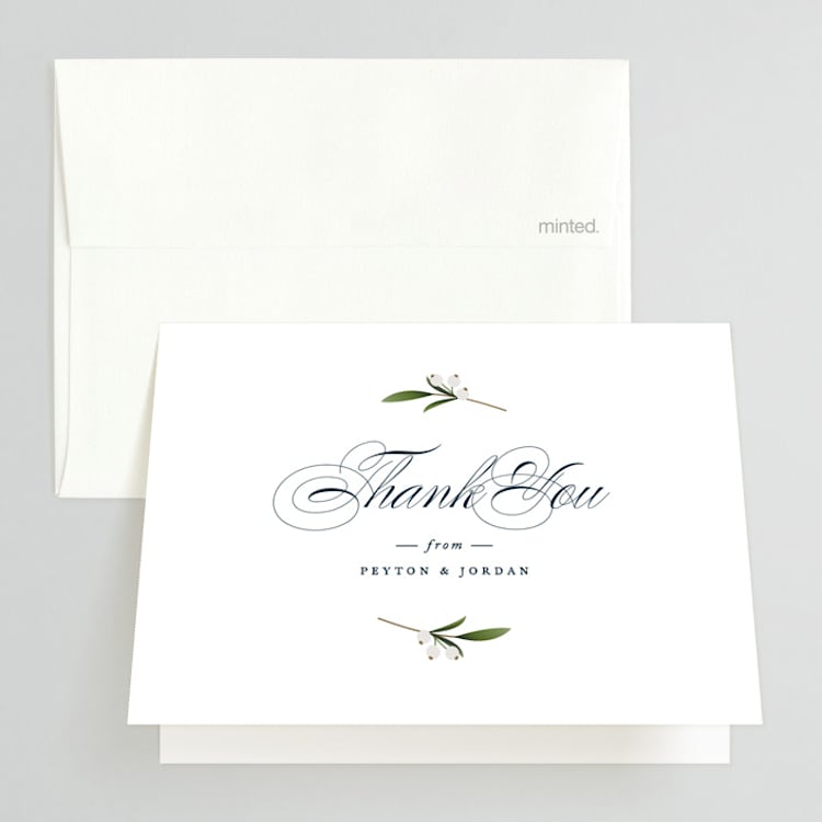 "Adorned Ampersand" - Folded Wedding Thank You Cards in Cotton by Jennifer Postorino - Front