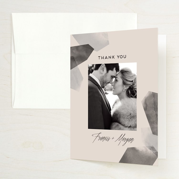 "love is strong" - Folded Wedding Thank You Cards in Onyx by Aspacia Kusulas - Front
