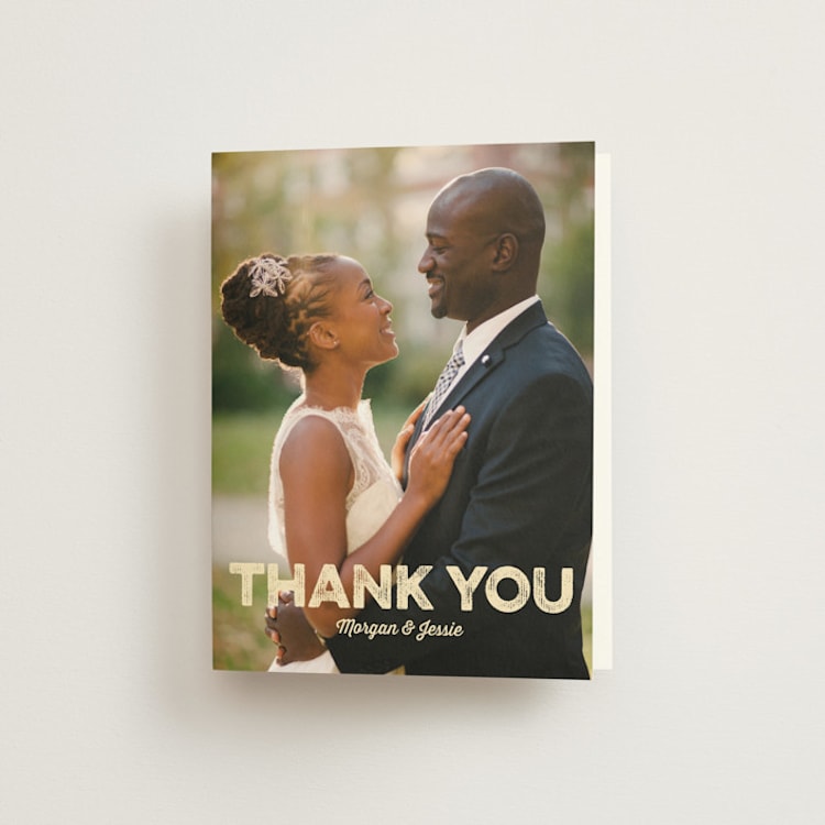 "Mountain View" - Folded Wedding Thank You Cards in Forest by Nam Bourassa - Front