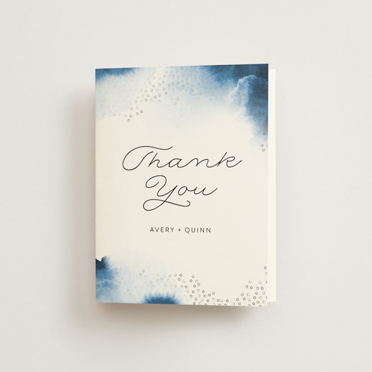 "Watercolor Dots" - Folded Wedding Thank You Cards in Agate by Maria Hilas-Louie - Front