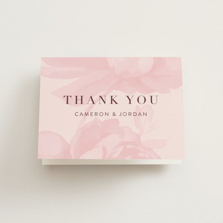 "Centifolia Rose" - Folded Wedding Thank You Cards in Velvet by kelli hall - Front