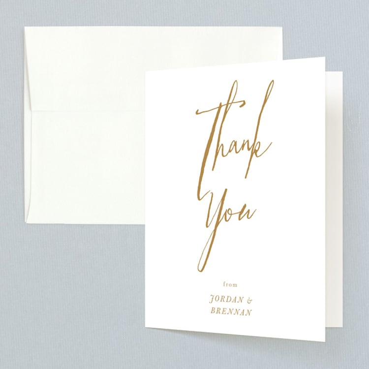 "Pastoral" - Folded Wedding Thank You Cards in Burlap by Up Up Creative - Front