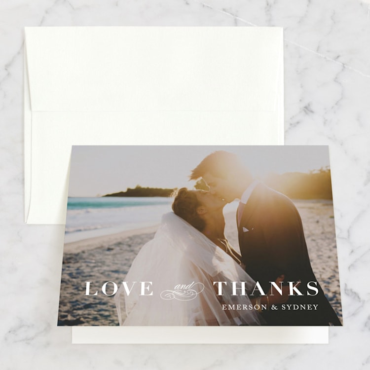 "Semiformal" - Folded Wedding Thank You Cards in Pebble by Kimberly FitzSimons - Front
