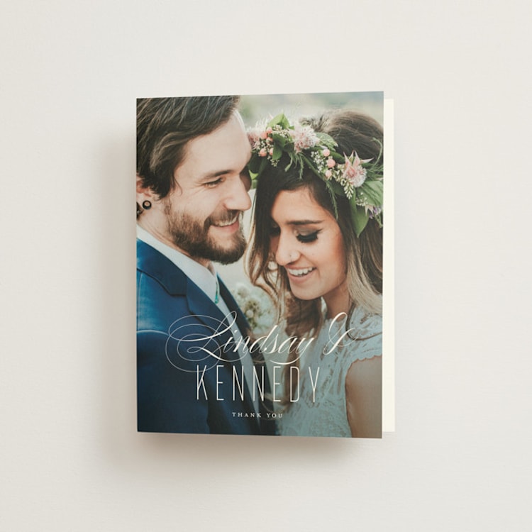 "Ombre" - Folded Wedding Thank You Cards in Sea by Roxy Cervantes - Front