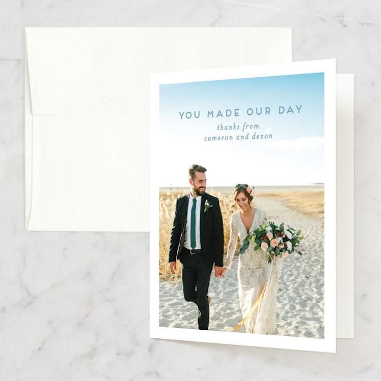 "Tide Pools" - Folded Wedding Thank You Cards in Sea by Krissy Bengtson - Front