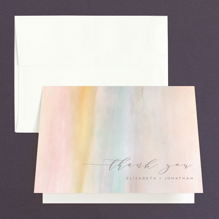 "Off Shore" - Folded Wedding Thank You Cards in Dawn by Grace Kreinbrink - Front