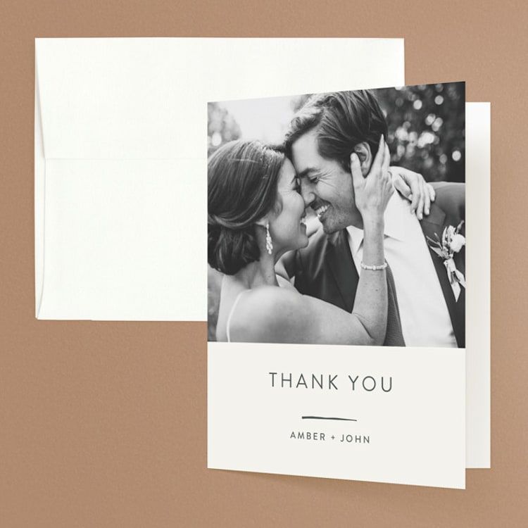"Pattern Play" - Folded Wedding Thank You Cards in Pebble by Anelle Mostert - Front