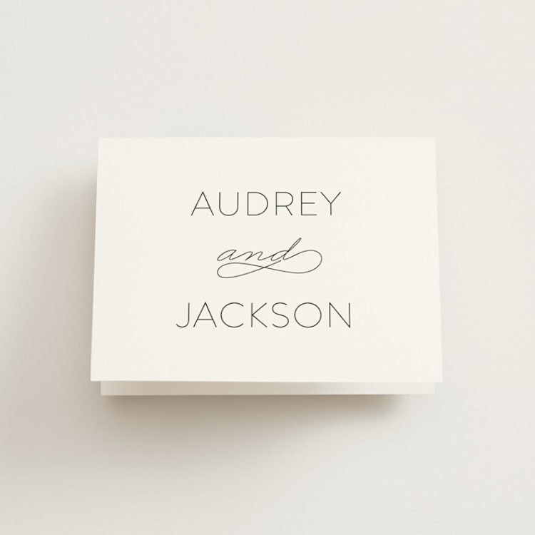 "Forever And" - Folded Wedding Thank You Cards in Black Tie by Kim Dietrich Elam - Front