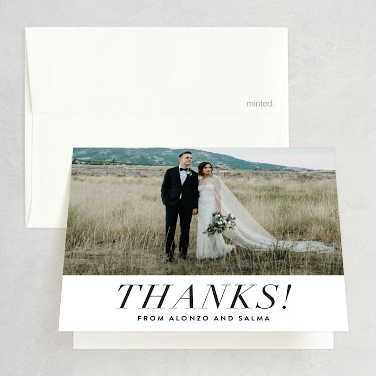 "Bad Dancing" - Folded Wedding Thank You Cards in Dove by Amy Payne - Front