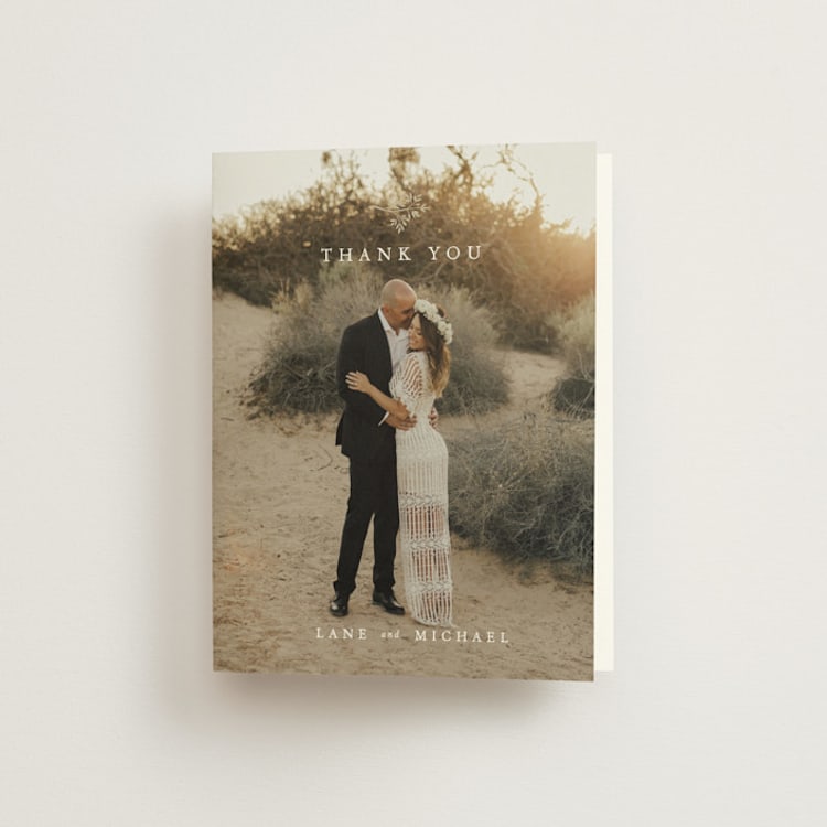 "Sense and Sensibility" - Folded Wedding Thank You Cards in Cloud by Design Lotus - Front