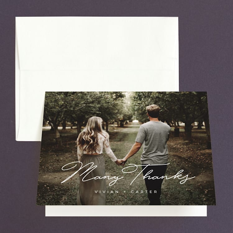 "Brooklyn" - Folded Wedding Thank You Cards in Cement by Lauren Chism - Front
