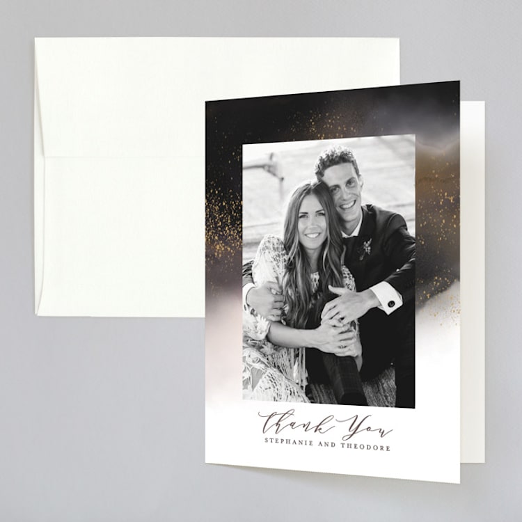 "Enchantment" - Folded Wedding Thank You Cards in Smoke by iamtanya - Front
