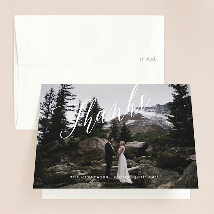 "Signed" - Folded Wedding Thank You Cards in Pearl by Roxy Cervantes - Front