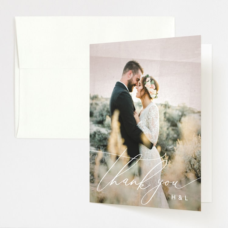 "plain paint" - Folded Wedding Thank You Cards in Taupe by Phrosné Barwood - Front