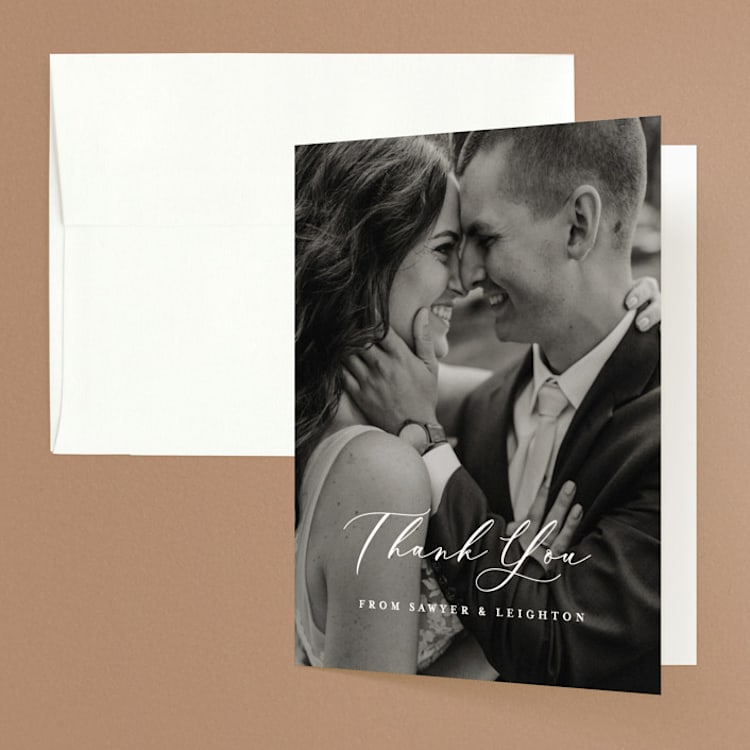 "Eternal" - Folded Wedding Thank You Cards in Ecru by Carly Reed Walker - Front